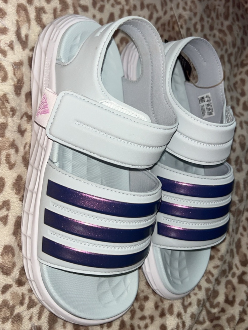 Adidas women White/blue Sandals with Iridescent purple Stripes - Picture 5 of 5